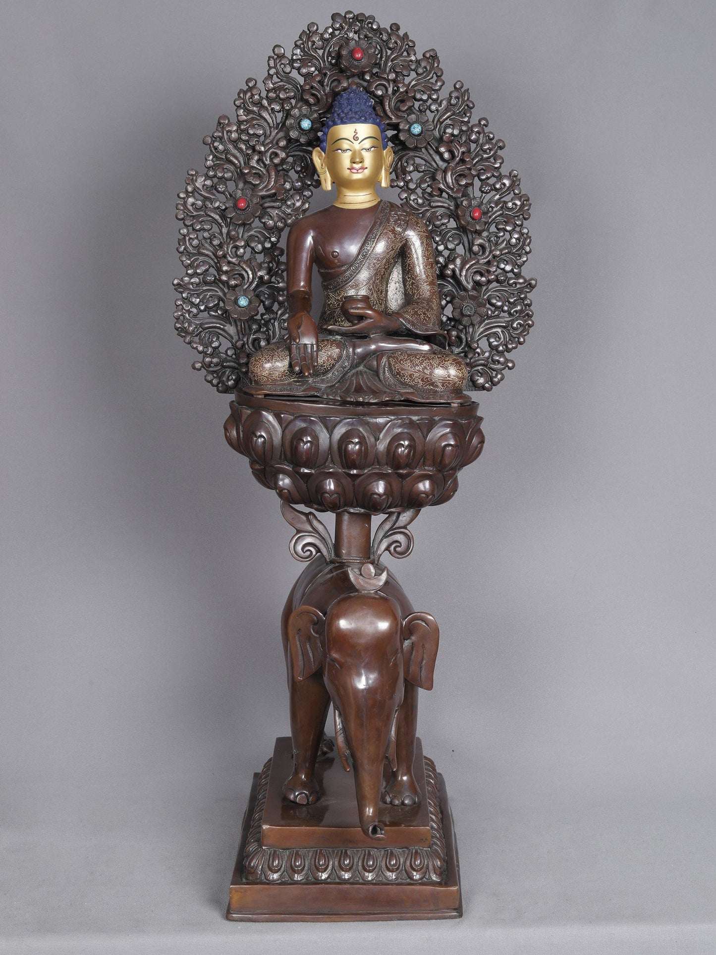 29" Set Of Five Pancha Buddha From Nepal | Nepalese Statue | Decorative Copper Idol | Copper Statue For Temple