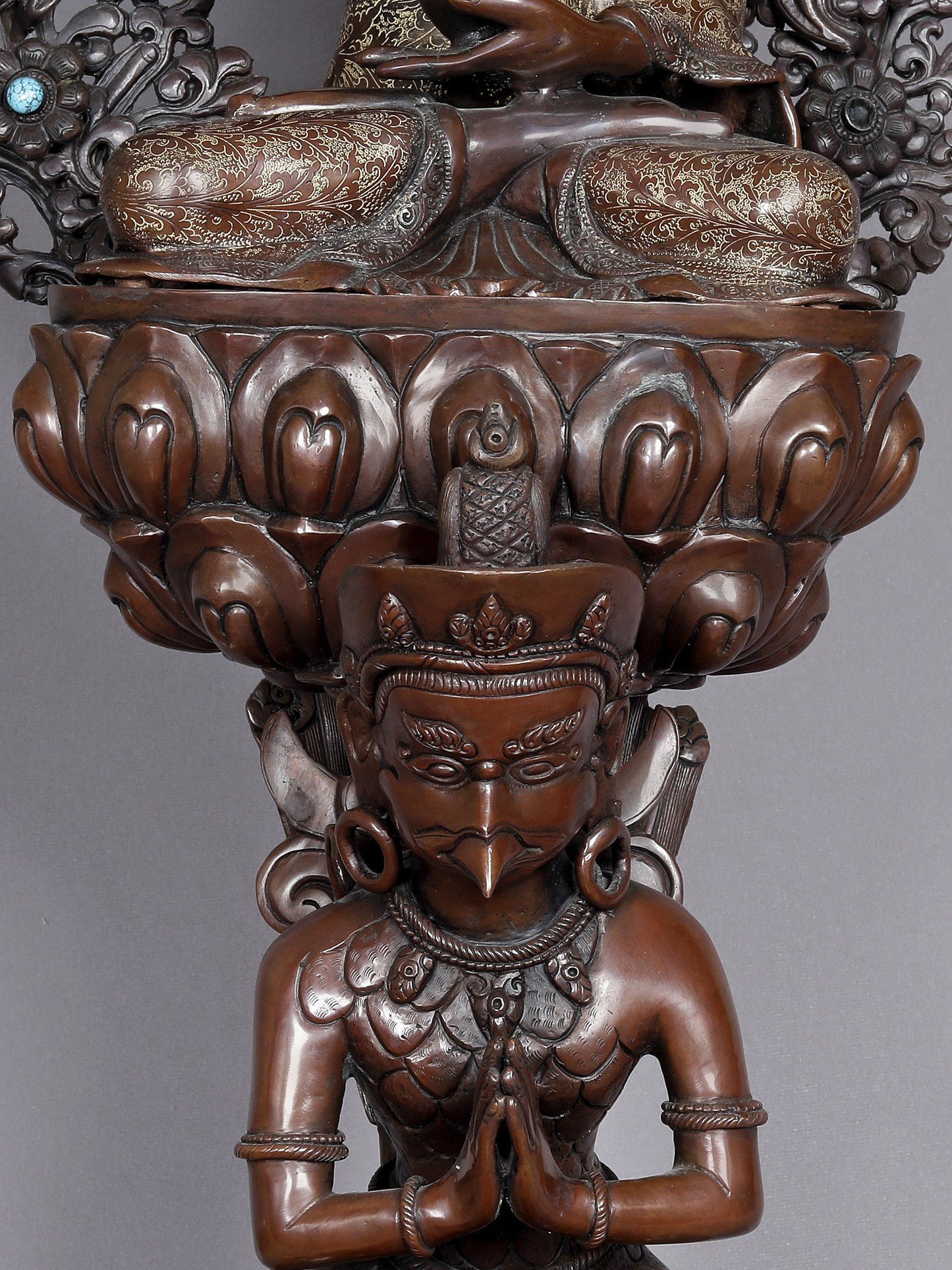 29" Set Of Five Pancha Buddha From Nepal | Nepalese Statue | Decorative Copper Idol | Copper Statue For Temple