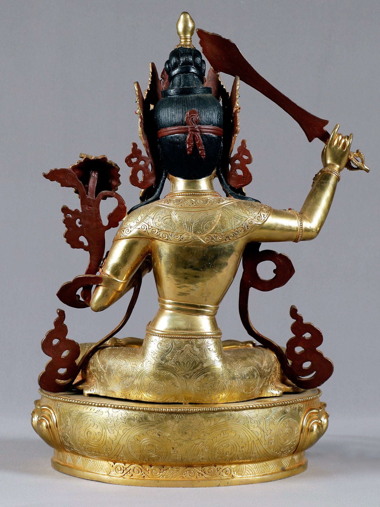 20" Manjushri With Sword From Nepal | Nepalese Statue | Decorative Copper Idol | Copper Statue For Temple