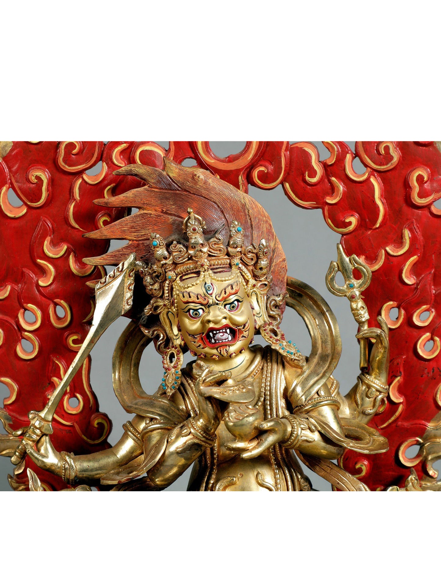 15" The Angry Mahakala Copper Idol With Gold | Nepalese Statues| Nepalese Statue | Decorative Copper Idol | Copper Statue For Temple