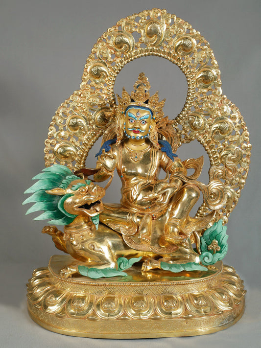 25" Magnificent Jambhala (Kubera)  From Nepal | Nepalese Copper Statue| Decorative Copper Idol | Copper Statue For Temple