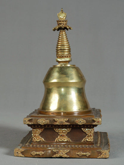 12" Copper Namgyalma Stupa Statue | Nepalese Copper Statue| Decorative Copper Idol | Copper Statue For Temple