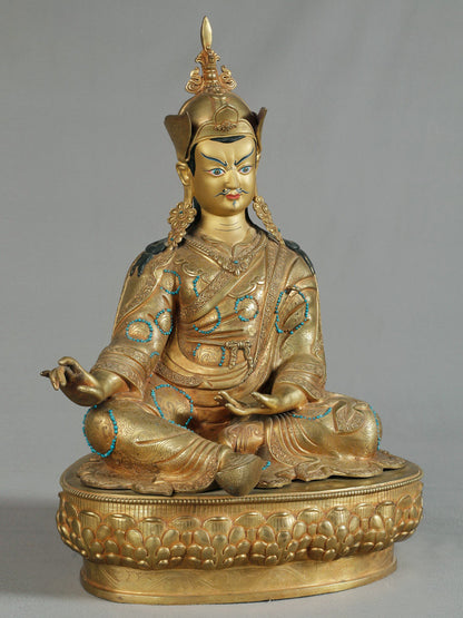 20" Crowned Guru Padmasambhava From Nepal | Nepalese Copper Statue| Decorative Copper Idol | Copper Statue For Temple