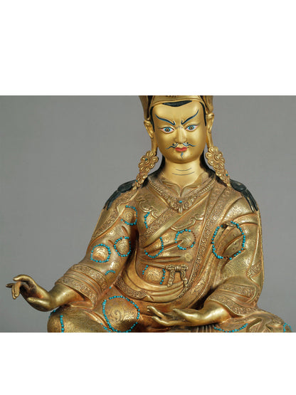 20" Crowned Guru Padmasambhava From Nepal | Nepalese Copper Statue| Decorative Copper Idol | Copper Statue For Temple