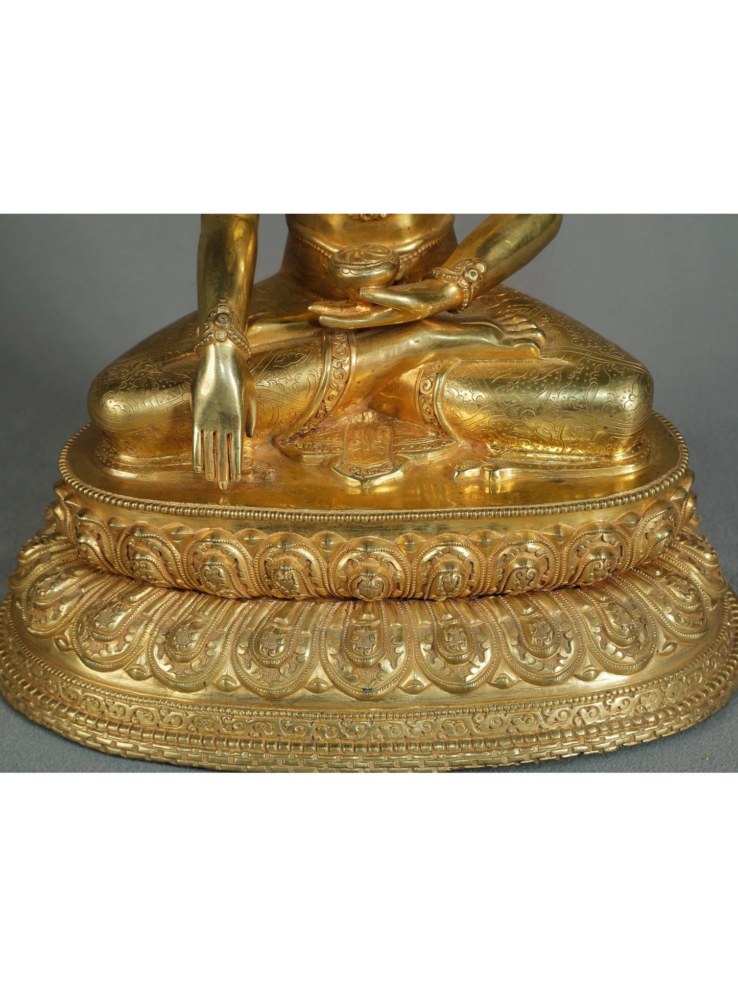 14" Crowned Buddha Statue From Nepal | Nepalese Copper Statue| Decorative Copper Idol | Copper Statue For Temple