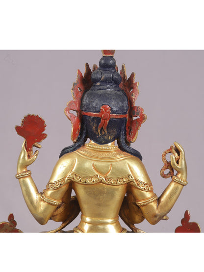 9" Four Armed Kharchari Nepalese Copper Idol | Buddhist Deity Idol | Nepalese Copper Statue| Decorative Copper Idol | Copper Statue For Temple