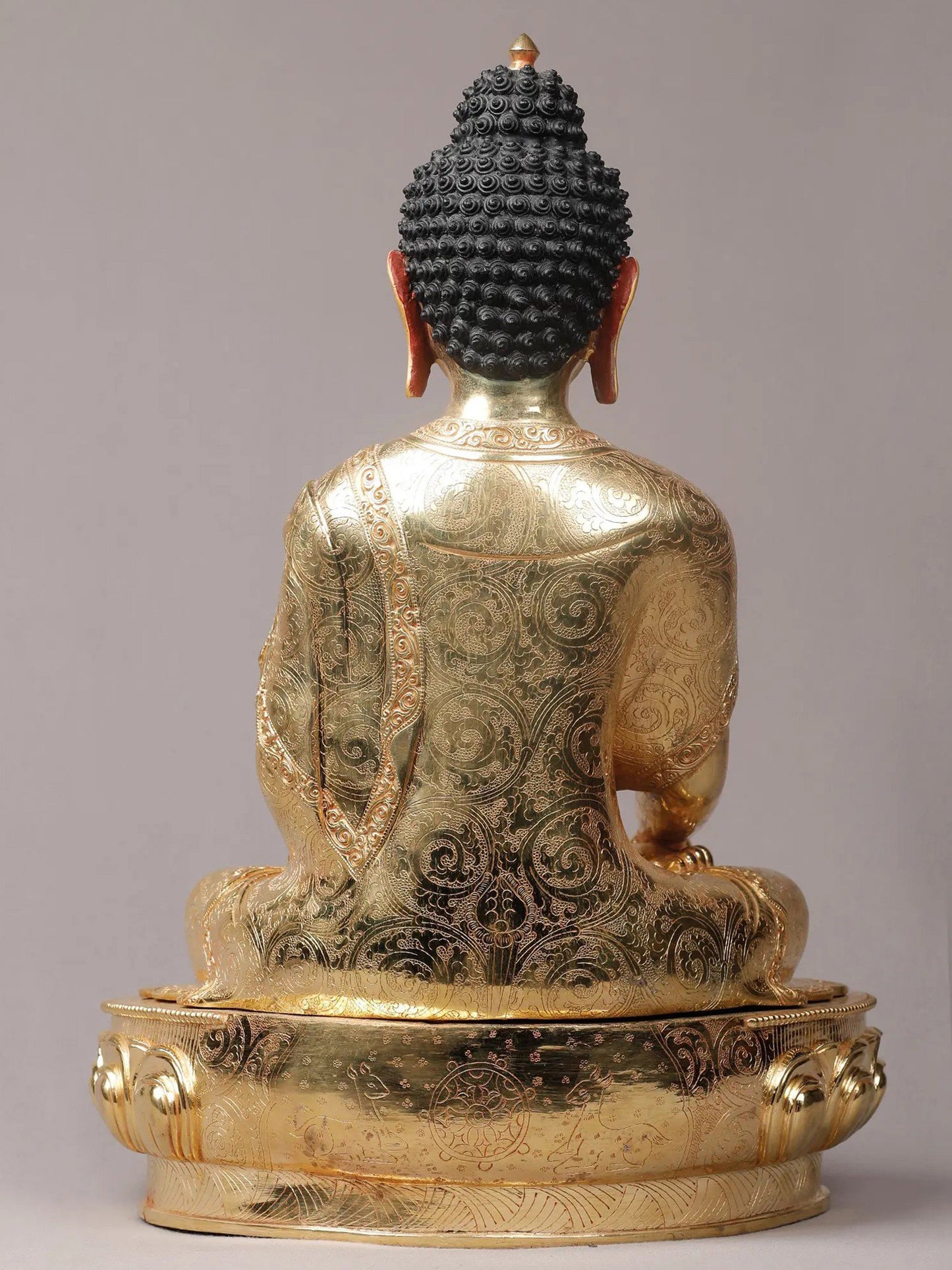 18" Buddha With Superfine Carving On Robe | Nepalese Copper Statue| Decorative Copper Idol | Copper Statue For Temple