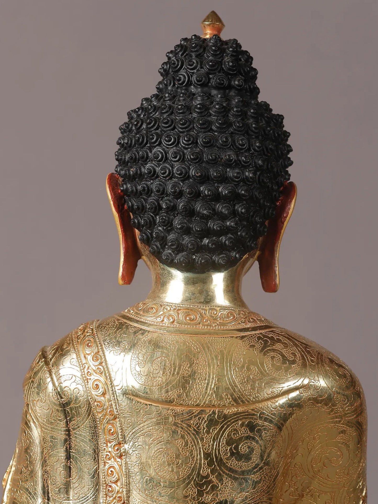 18" Buddha With Superfine Carving On Robe | Nepalese Copper Statue| Decorative Copper Idol | Copper Statue For Temple