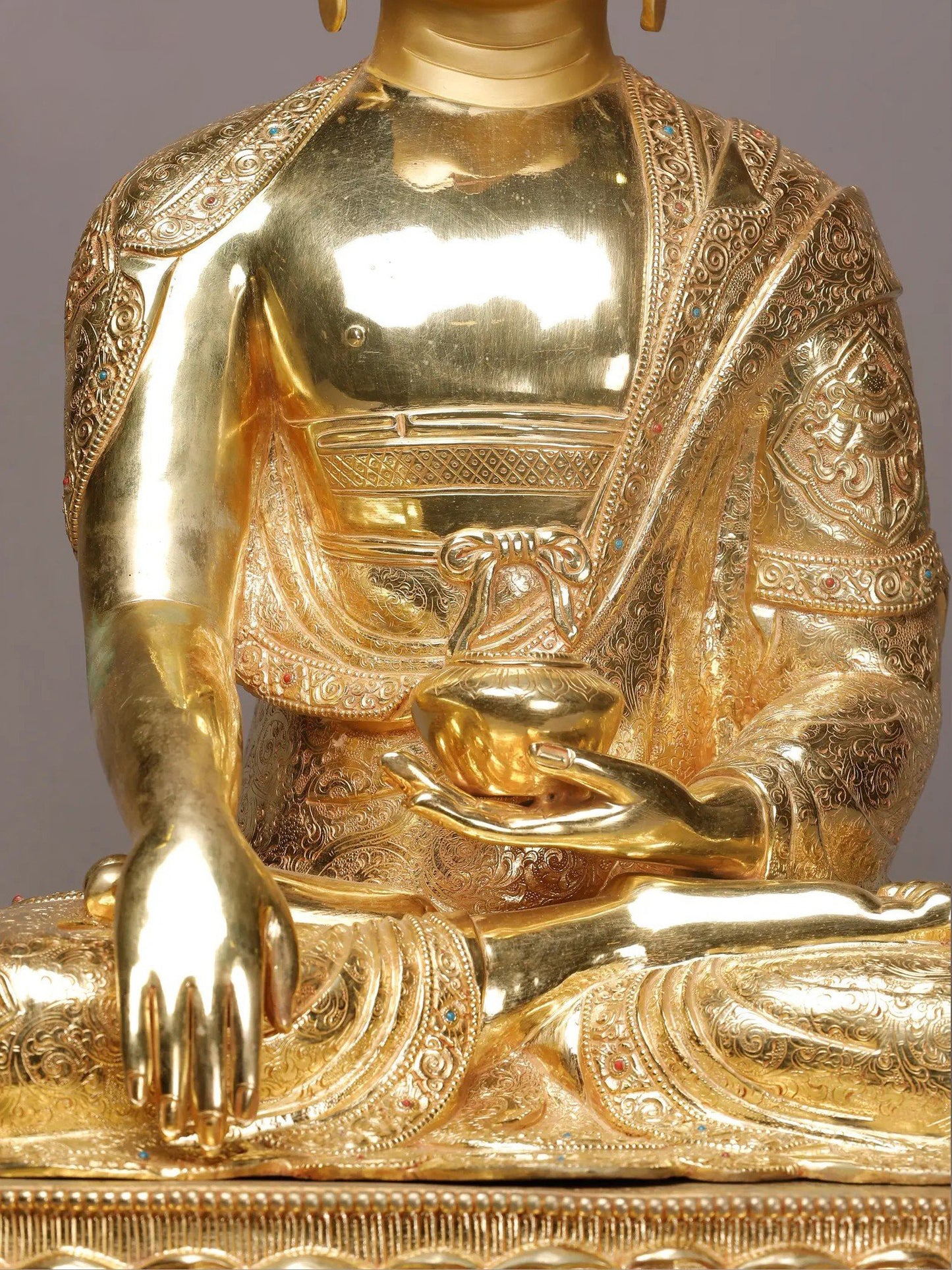 21" Lord Buddha In Bhumi-Sparsha Mudra From Nepal | Nepalese Copper Statue| Decorative Copper Idol | Copper Statue For Temple