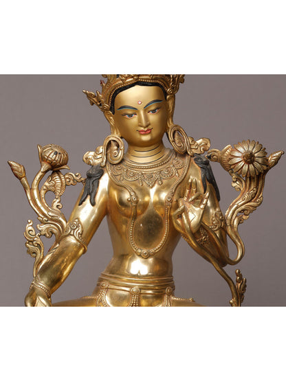 19" Kamalasna Mangolian Tara From Nepal | Nepalese Copper Statue| Decorative Copper Idol | Copper Statue For Temple