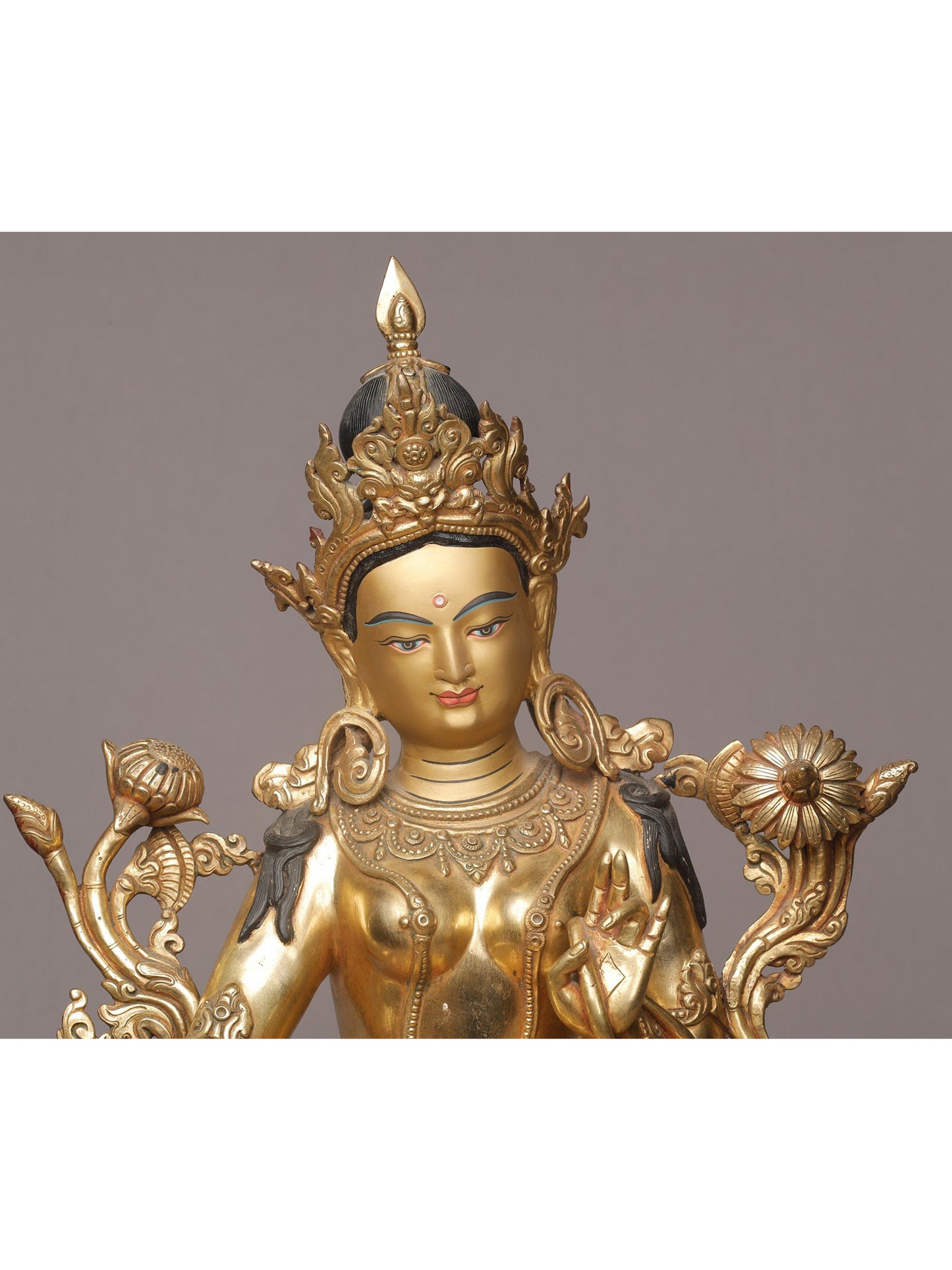 19" Kamalasna Mangolian Tara From Nepal | Nepalese Copper Statue| Decorative Copper Idol | Copper Statue For Temple