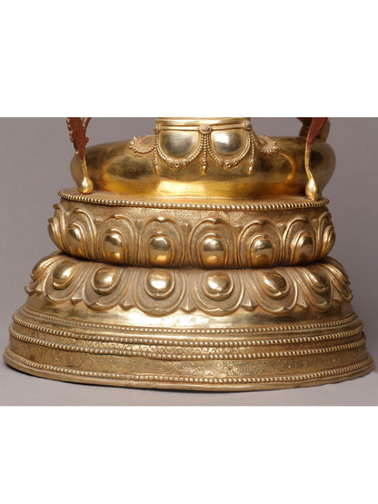 19" Kamalasna Mangolian Tara From Nepal | Nepalese Copper Statue| Decorative Copper Idol | Copper Statue For Temple