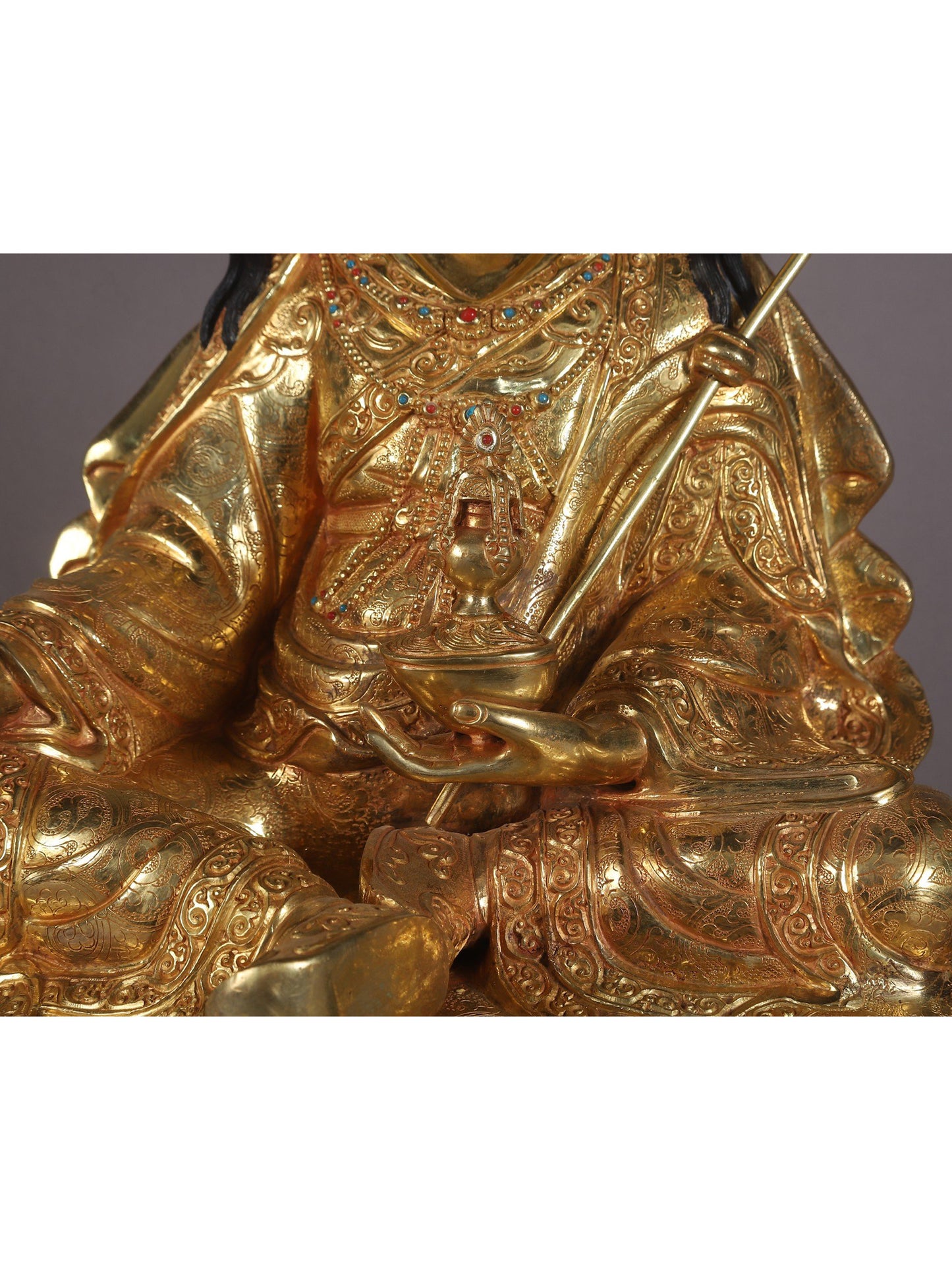 21" Guru Padmasambhava With Superfine Carving On Robe | Nepalese Copper Statue| Decorative Copper Idol | Copper Statue For Temple