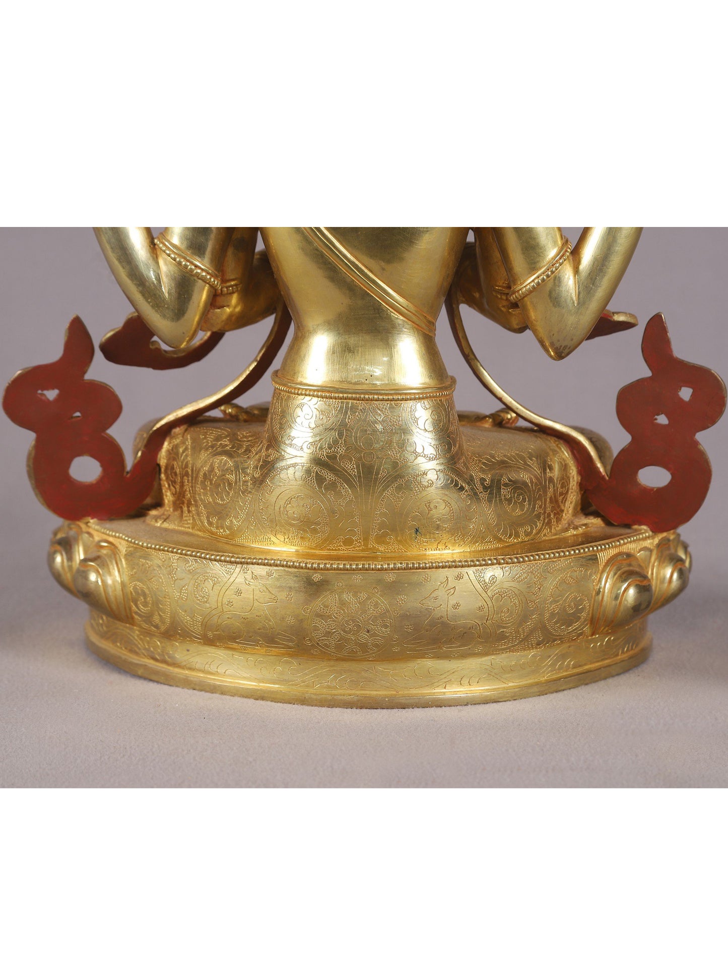 15" Seated On Lotus Kharchari Copper Sculpture | Nepalese Copper Statue| Decorative Copper Idol | Copper Statue For Temple