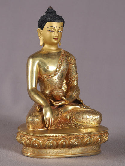 9" Bhumi Sparsha Lord Buddha From Nepal | Nepalese Copper Statue| Decorative Copper Idol | Copper Statue For Temple