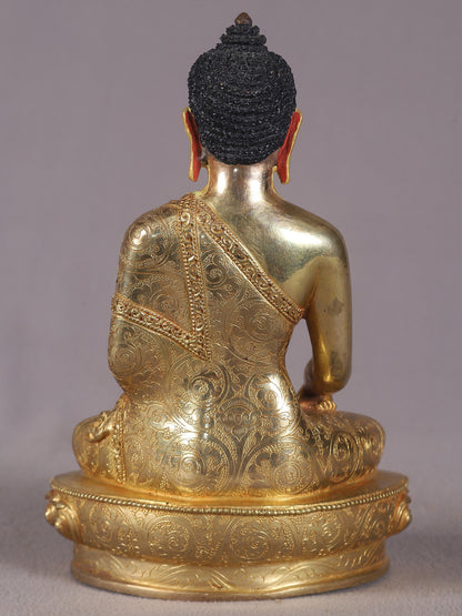 9" Bhumi Sparsha Lord Buddha From Nepal | Nepalese Copper Statue| Decorative Copper Idol | Copper Statue For Temple