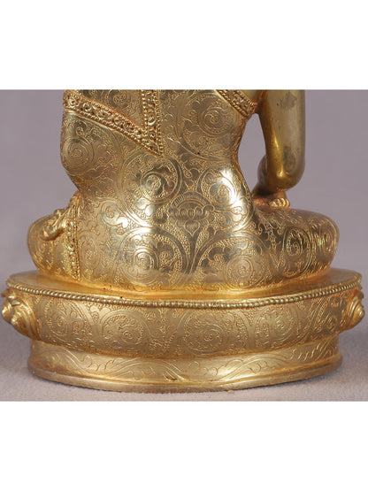 9" Bhumi Sparsha Lord Buddha From Nepal | Nepalese Copper Statue| Decorative Copper Idol | Copper Statue For Temple