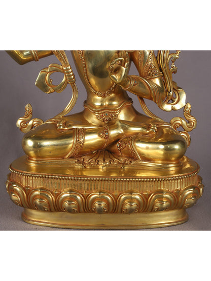 16" Manjushri Copper Idol With Sword | Nepalese Copper Statue| Decorative Copper Idol | Copper Statue For Temple