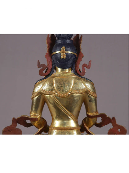 15" Aparmita Statue From Nepal - Amitayus Idol | Nepalese Copper Statue| Decorative Copper Idol | Copper Statue For Temple