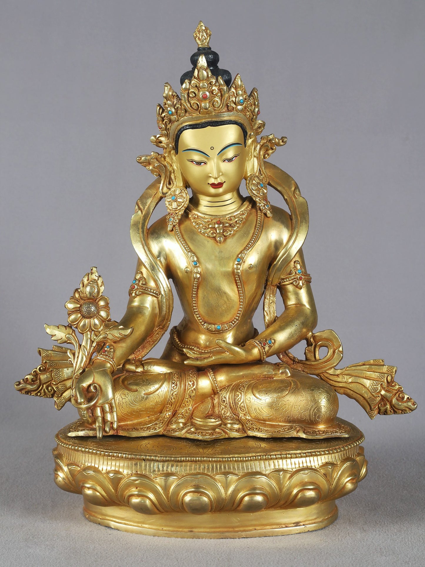 16" Seated Shainimbu Copper Idol | Nepalese Copper Statue| Decorative Copper Idol | Copper Statue For Temple