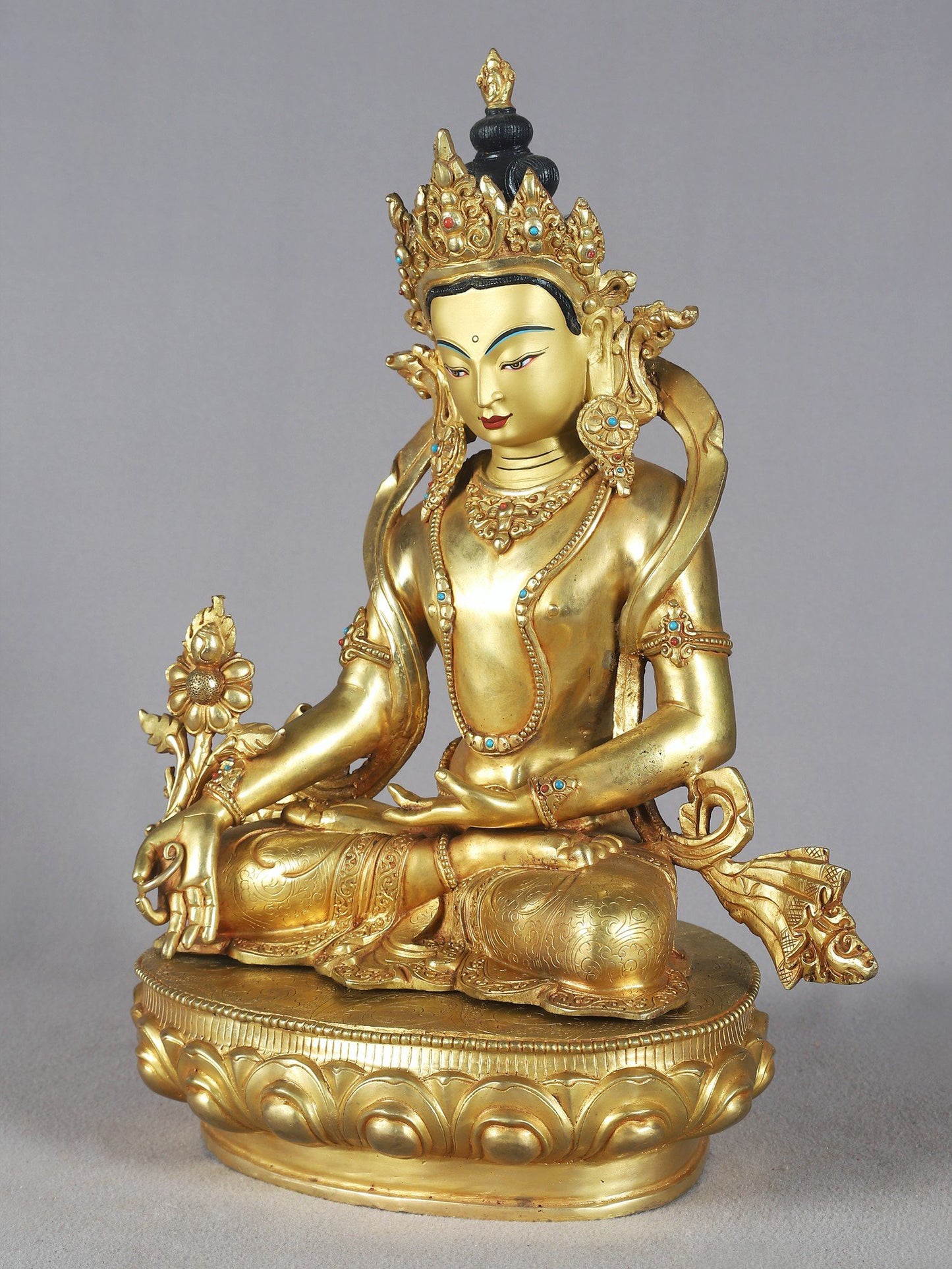 16" Seated Shainimbu Copper Idol | Nepalese Copper Statue| Decorative Copper Idol | Copper Statue For Temple