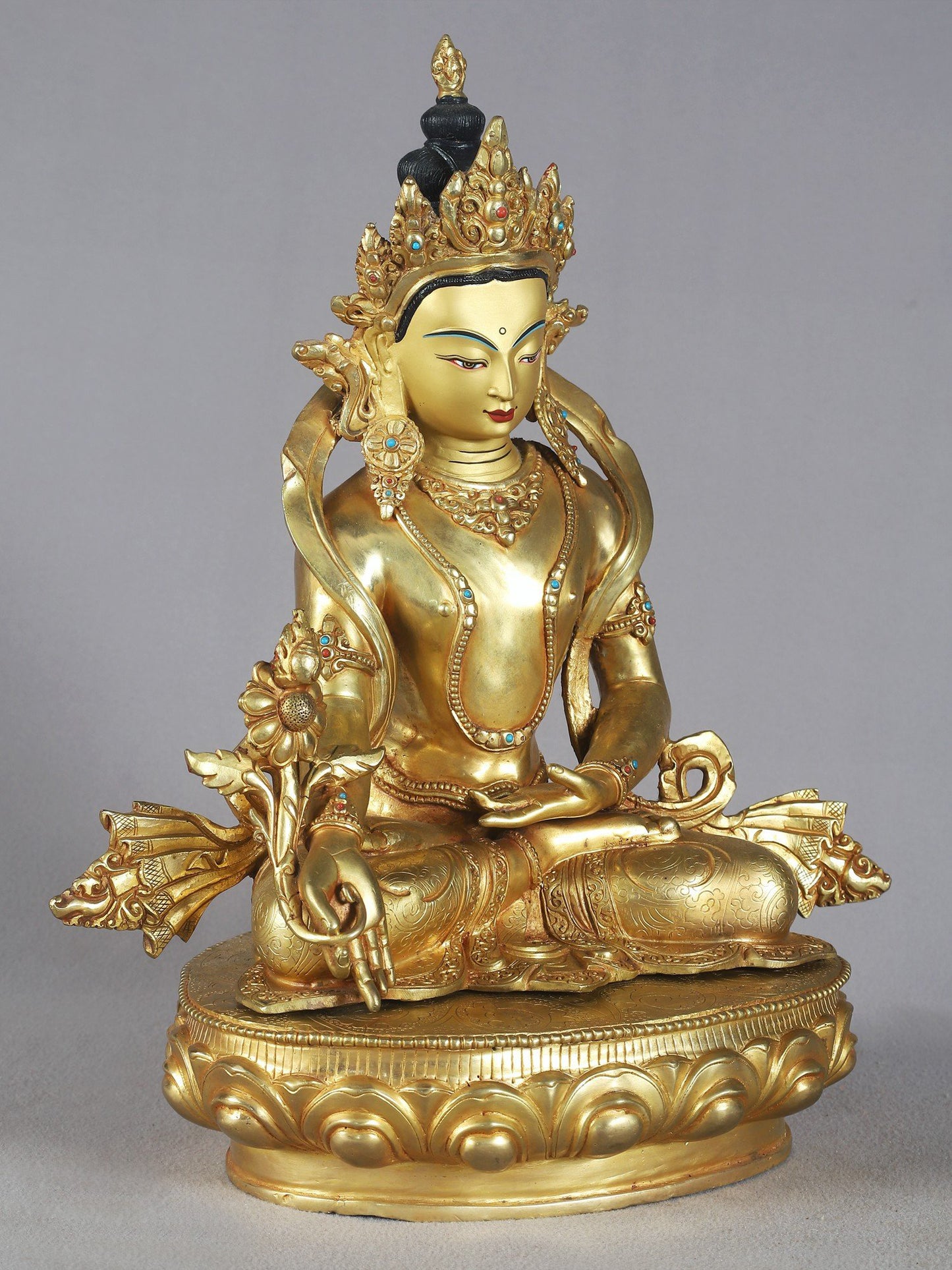 16" Seated Shainimbu Copper Idol | Nepalese Copper Statue| Decorative Copper Idol | Copper Statue For Temple