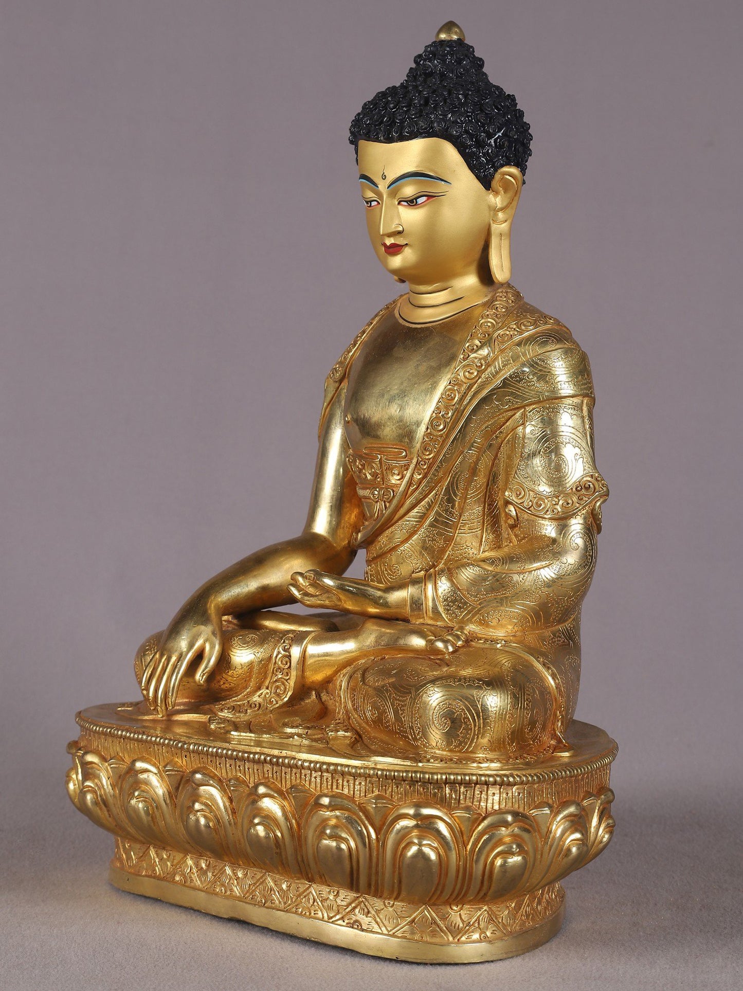 15" Kamalasana Lord Buddha Copper Idol | Nepalese Copper Statue | Decorative Copper Idol | Copper Statue For Temple