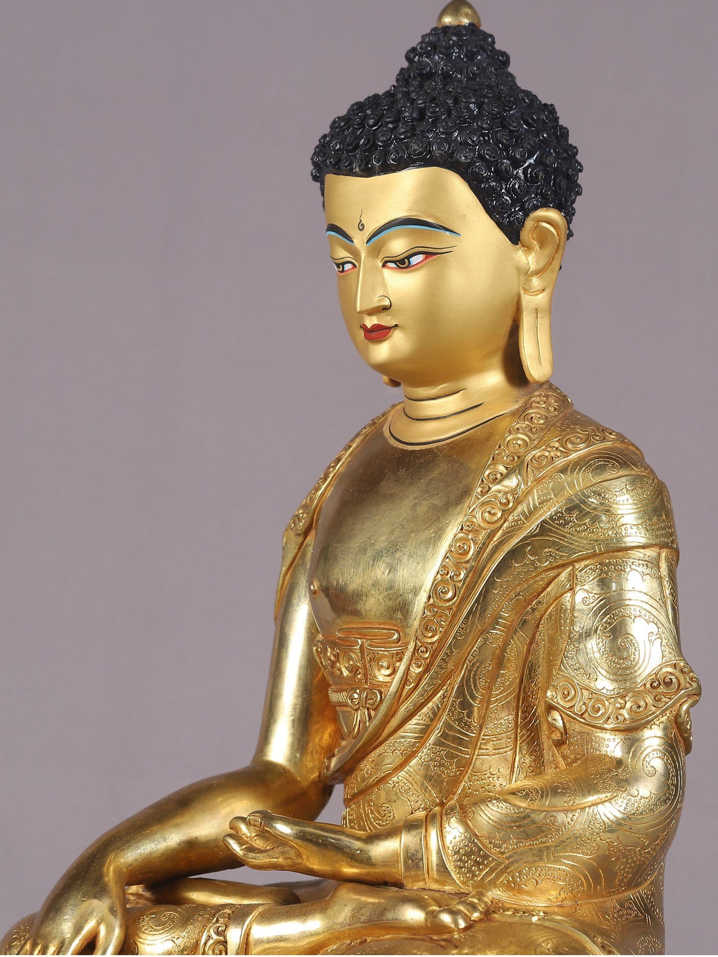 15" Kamalasana Lord Buddha Copper Idol | Nepalese Copper Statue | Decorative Copper Idol | Copper Statue For Temple