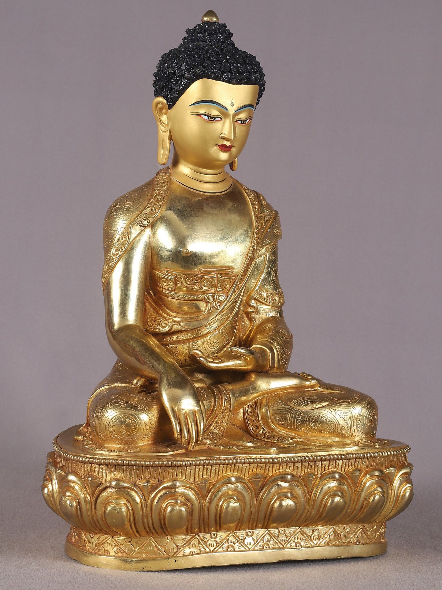 15" Kamalasana Lord Buddha Copper Idol | Nepalese Copper Statue | Decorative Copper Idol | Copper Statue For Temple