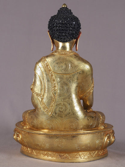 15" Kamalasana Lord Buddha Copper Idol | Nepalese Copper Statue | Decorative Copper Idol | Copper Statue For Temple