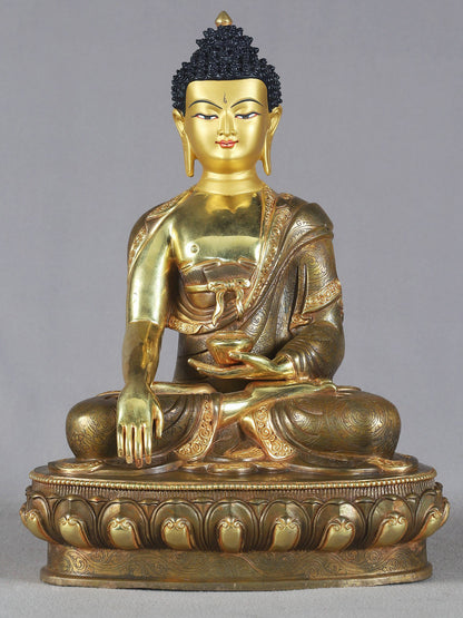 13" Lord Buddha Copper Idol From Nepal | Nepalese Copper Statue | Decorative Copper Idol | Copper Statue For Temple