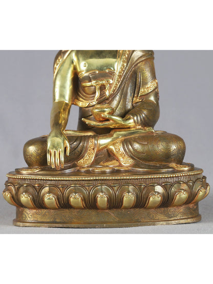 13" Lord Buddha Copper Idol From Nepal | Nepalese Copper Statue | Decorative Copper Idol | Copper Statue For Temple