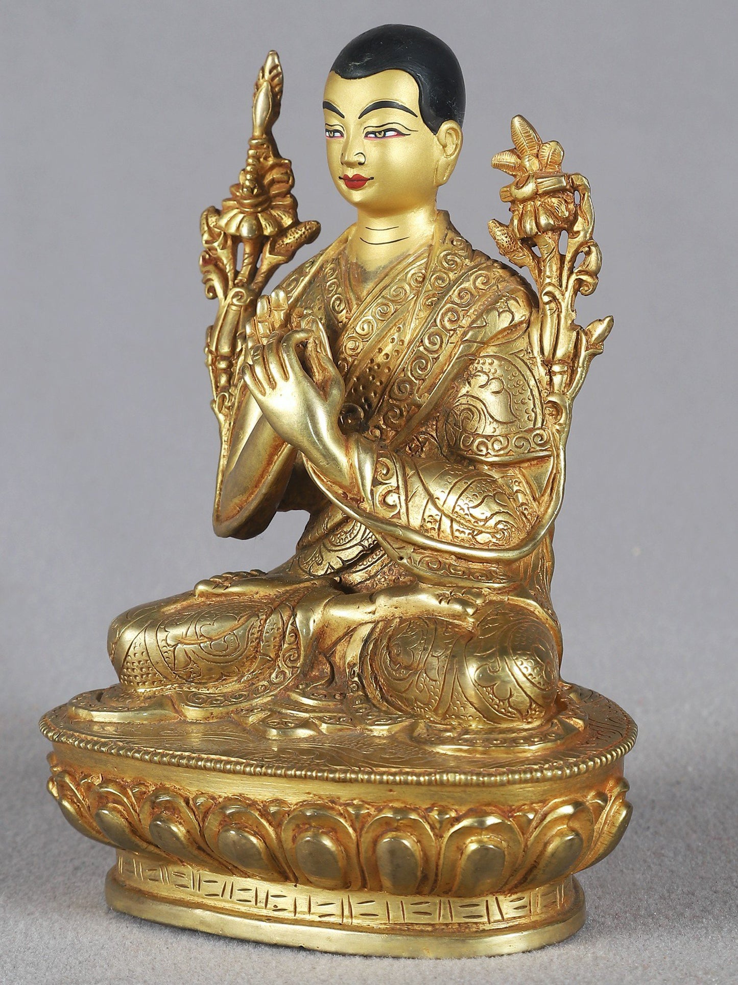 6" Tibetan Buddhist Monk Tsongkhapa Copper Statue From Nepal | Nepalese Copper Statue | Decorative Copper Idol | Copper Statue For Temple