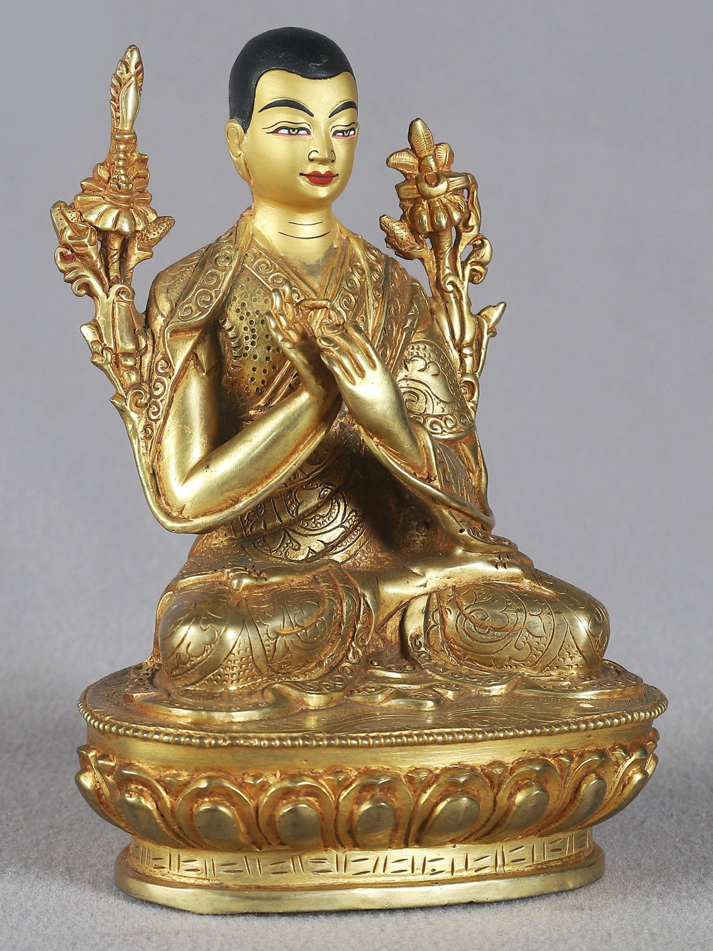 6" Tibetan Buddhist Monk Tsongkhapa Copper Statue From Nepal | Nepalese Copper Statue | Decorative Copper Idol | Copper Statue For Temple