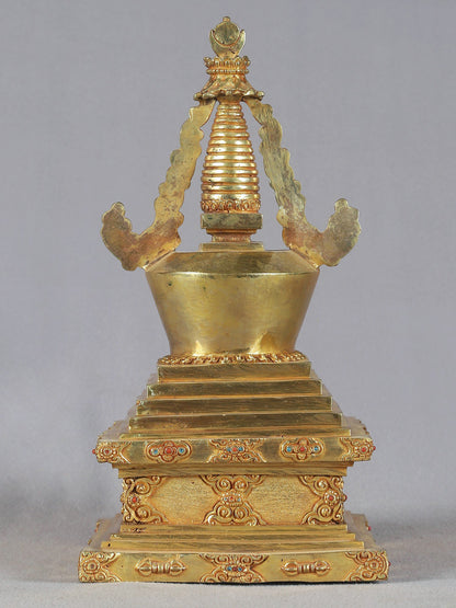 11" Copper Namgyalma Stupa - Buddhist Monument | Nepalese Copper Statue | Decorative Copper Idol | Copper Statue For Temple