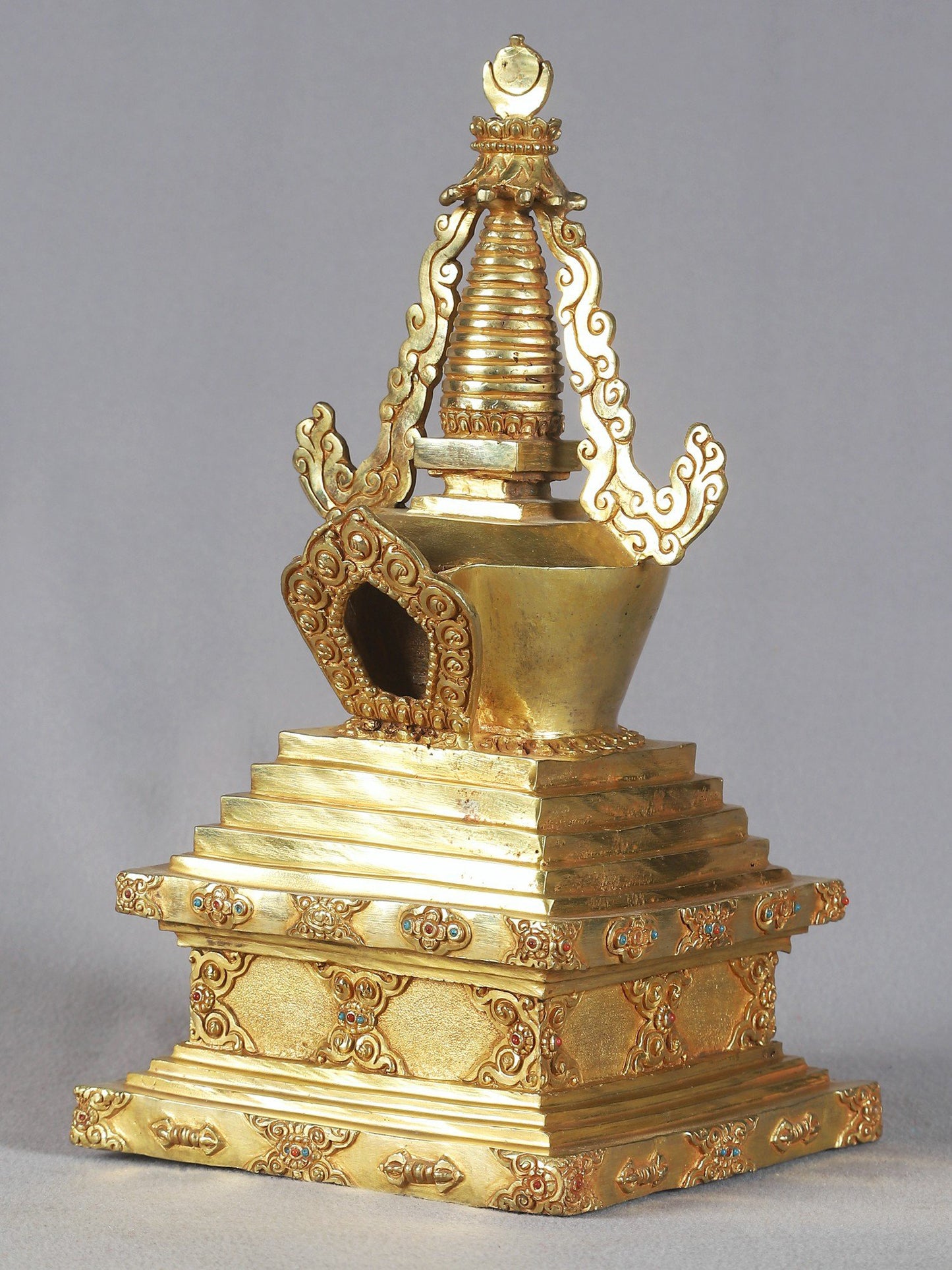 11" Copper Namgyalma Stupa - Buddhist Monument | Nepalese Copper Statue | Decorative Copper Idol | Copper Statue For Temple