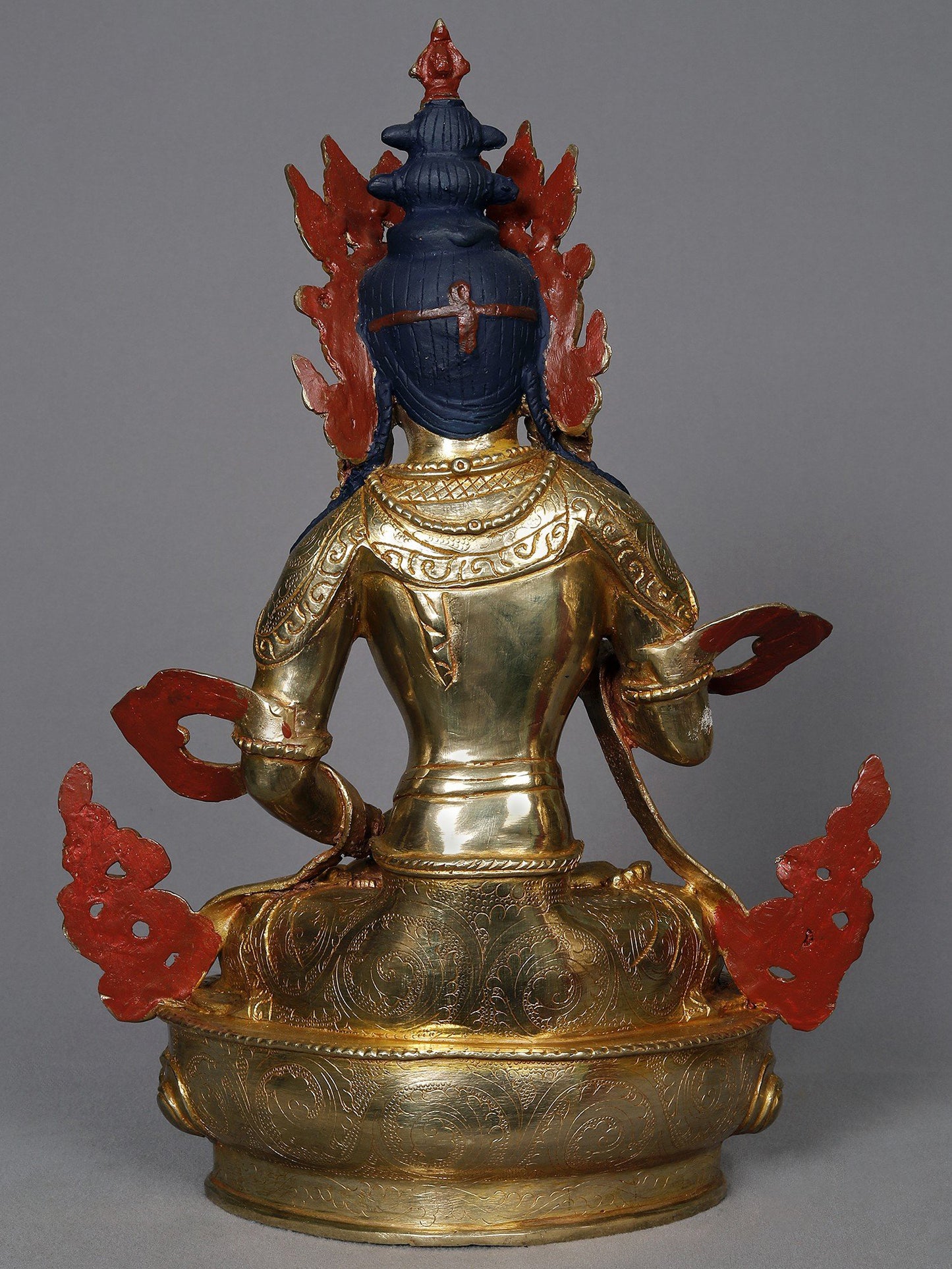 13" Copper Carved Statue Of Buddhist Deity Vajrasattva | Nepalese Copper Statue | Decorative Copper Idol | Copper Statue For Temple