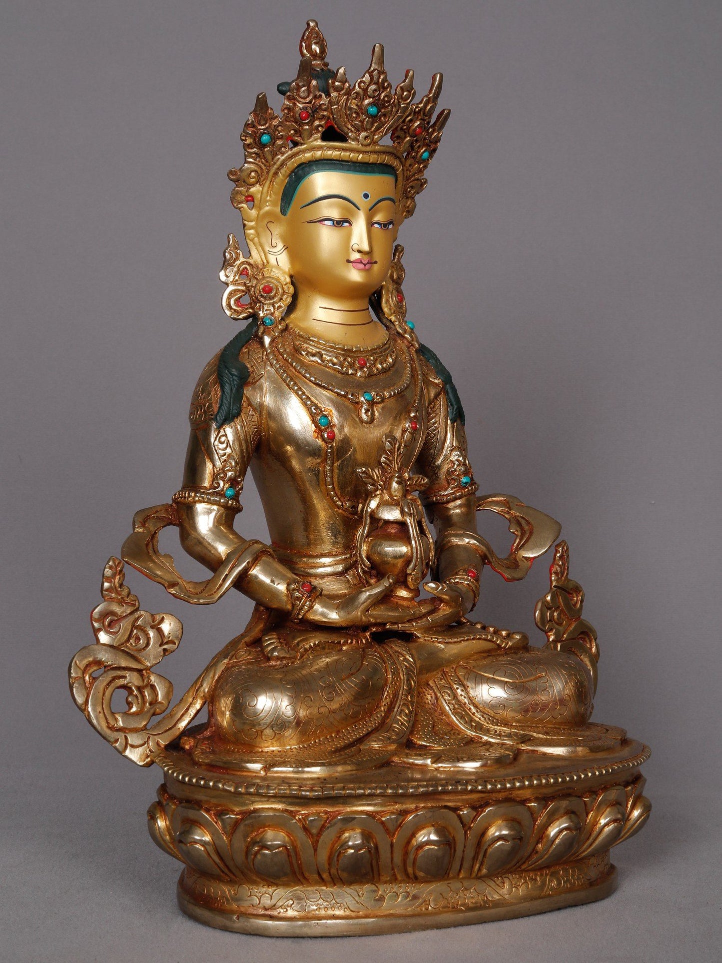 12" Aparmita - Amitayus Buddha Copper Statue | Nepalese Copper Statue | Decorative Copper Idol | Copper Statue For Temple