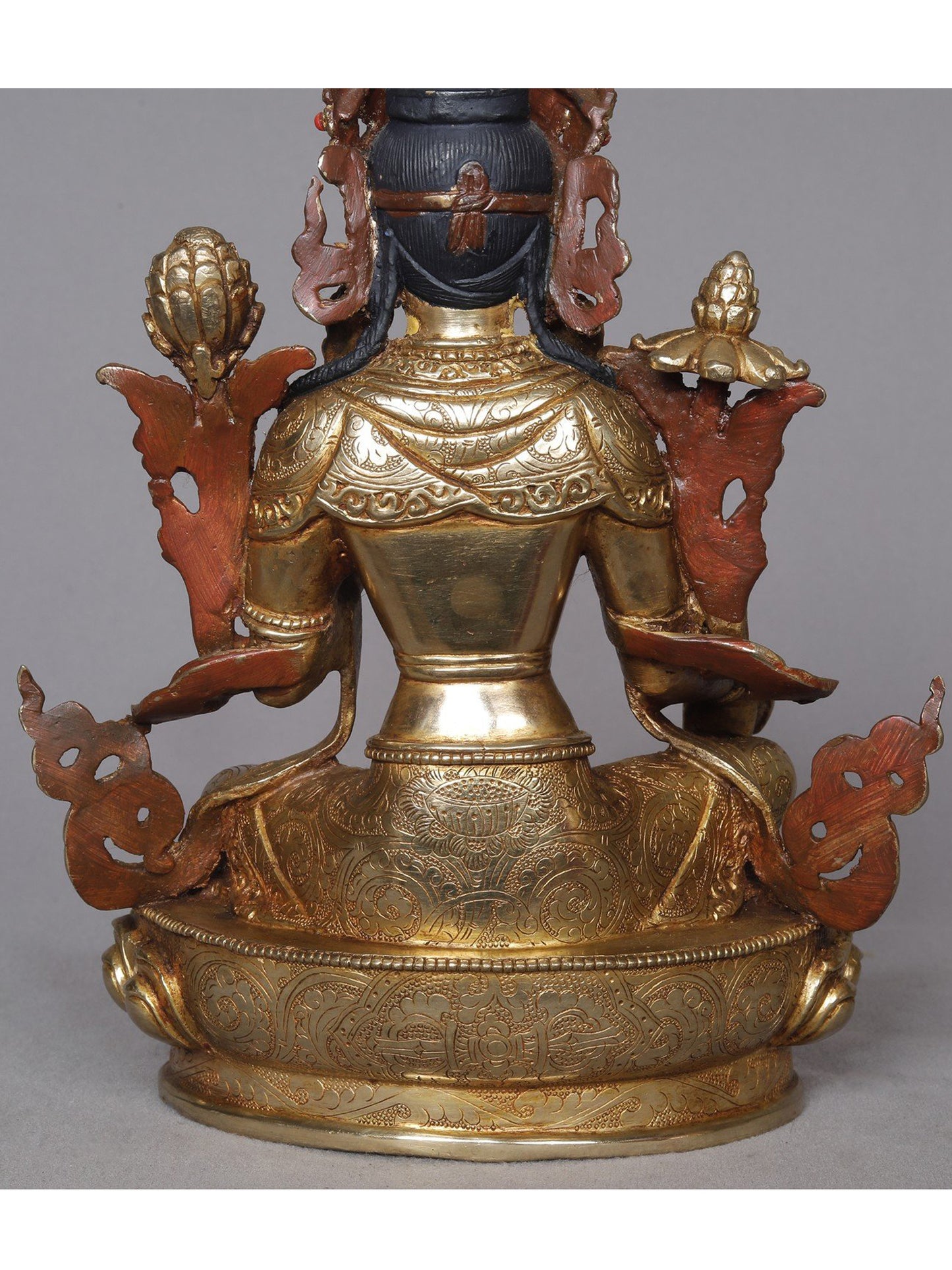 9" Green Tara Copper Statue From Nepal | Nepalese Copper Statue | Decorative Copper Idol | Copper Statue For Temple