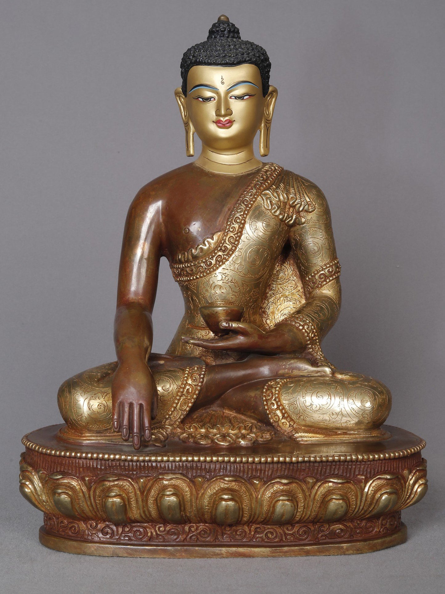 10" Lord Shakyamuni Buddha Copper Statue From Nepal | Nepalese Copper Statue | Decorative Copper Idol | Copper Statue For Temple