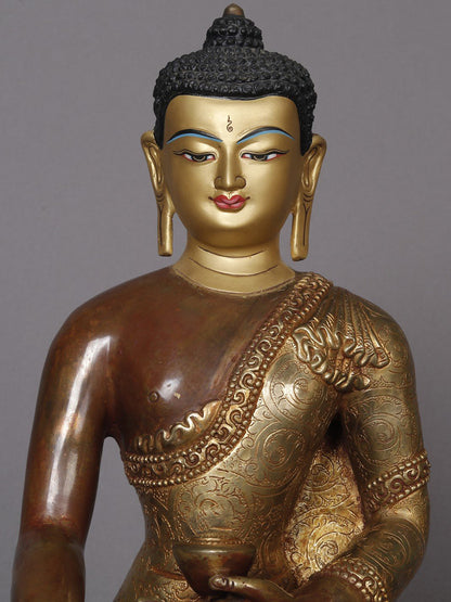 10" Lord Shakyamuni Buddha Copper Statue From Nepal | Nepalese Copper Statue | Decorative Copper Idol | Copper Statue For Temple