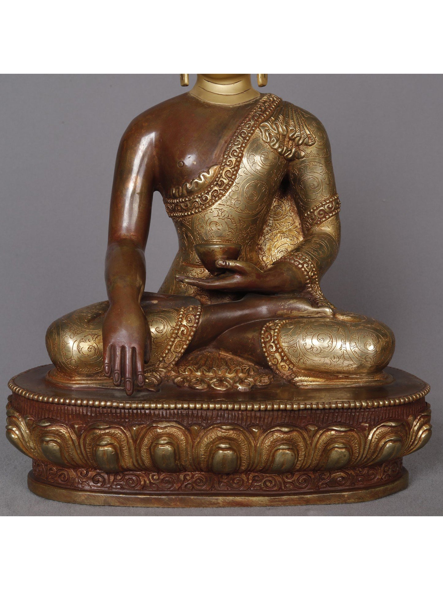 10" Lord Shakyamuni Buddha Copper Statue From Nepal | Nepalese Copper Statue | Decorative Copper Idol | Copper Statue For Temple