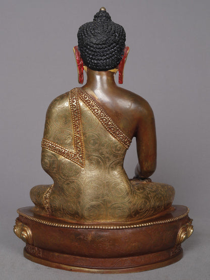 10" Lord Shakyamuni Buddha Copper Statue From Nepal | Nepalese Copper Statue | Decorative Copper Idol | Copper Statue For Temple