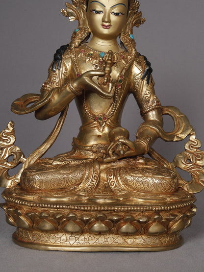 10" Buddhist Deity Vajrasattva Copper Idol From Nepal | Nepalese Copper Statue | Decorative Copper Idol | Copper Statue For Temple