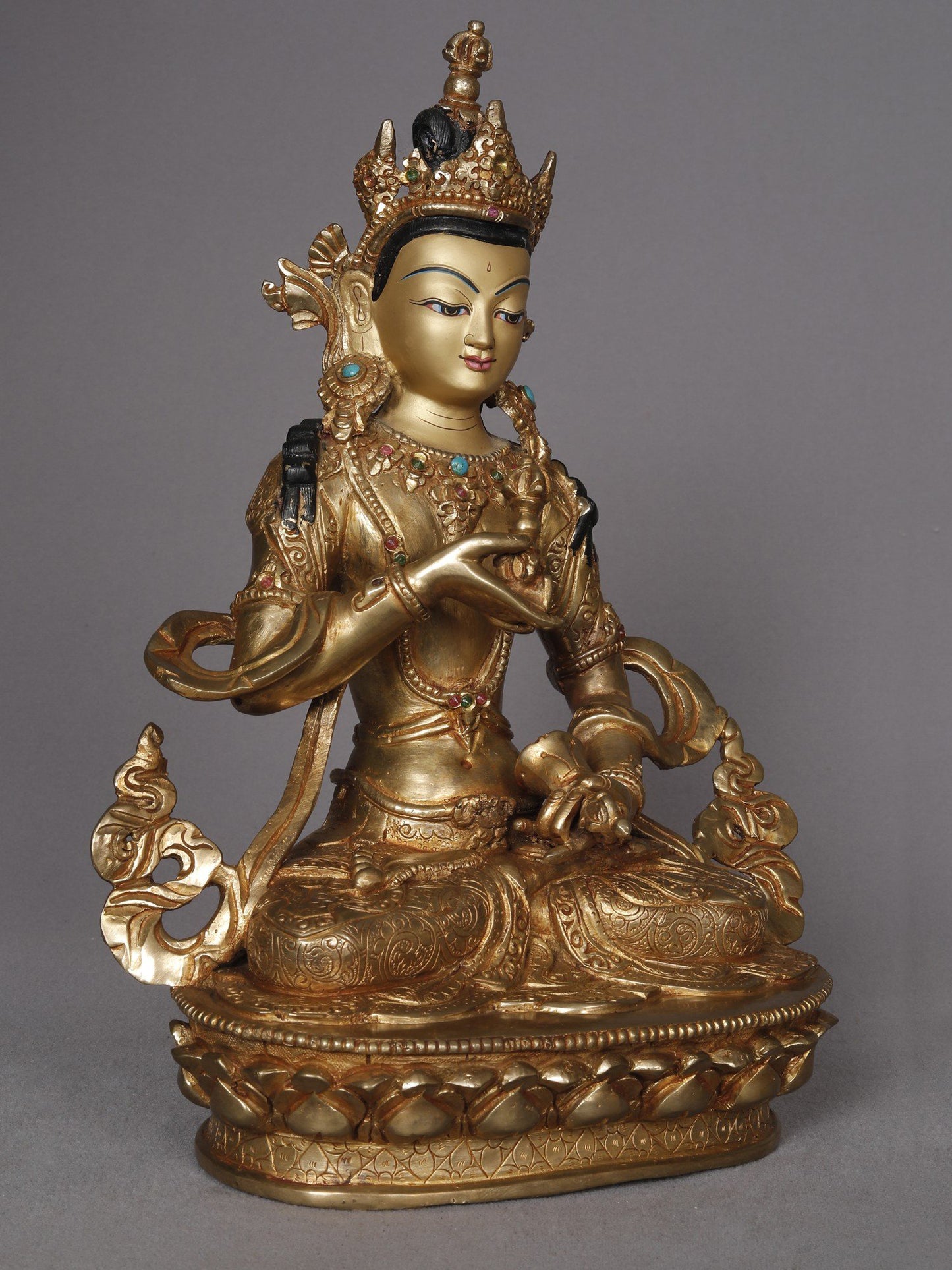 10" Buddhist Deity Vajrasattva Copper Idol From Nepal | Nepalese Copper Statue | Decorative Copper Idol | Copper Statue For Temple