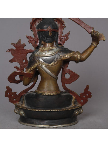 9" Manjushri Copper Statue | Buddhist Deity Idols From Nepal |  Handmade Statue Of Copper