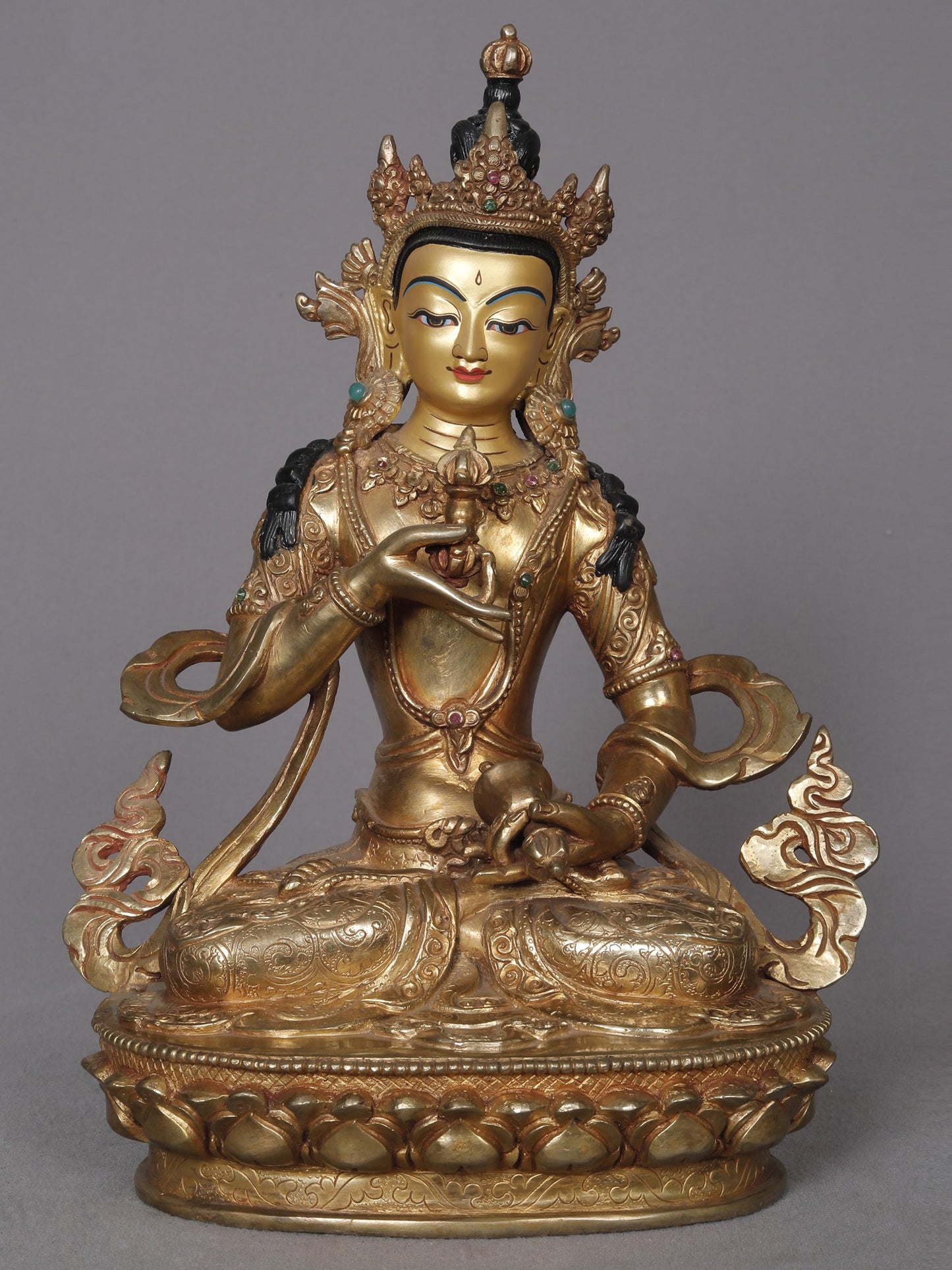 10" Tibetan Buddhist Deity Vajrasattva From Nepal | Nepalese Copper Statue | Decorative Copper Idol | Copper Statue For Temple