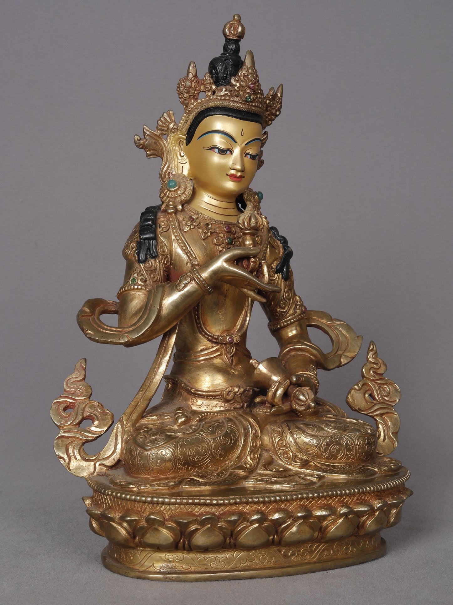 10" Tibetan Buddhist Deity Vajrasattva From Nepal | Nepalese Copper Statue | Decorative Copper Idol | Copper Statue For Temple