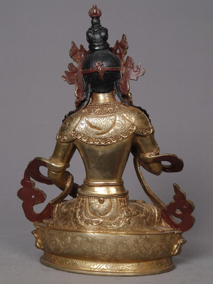 10" Tibetan Buddhist Deity Vajrasattva From Nepal | Nepalese Copper Statue | Decorative Copper Idol | Copper Statue For Temple