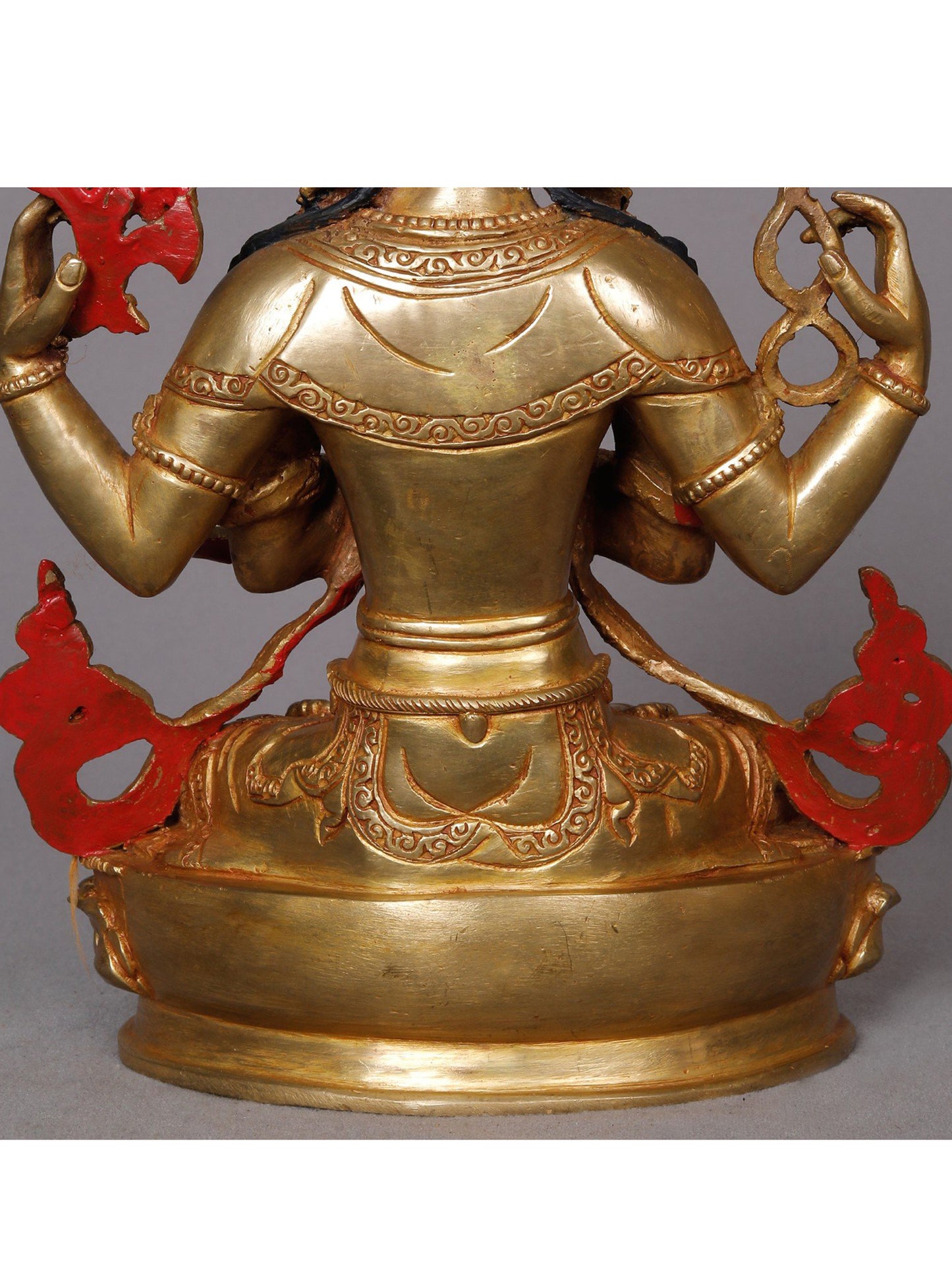 10" Chaturbhuja Kharchari Copper Statue From Nepal | Decorative Copper Idol | Copper Statue For Temple